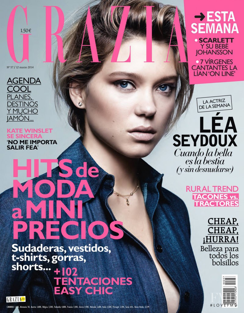 Léa Seydoux featured on the Grazia Spain cover from March 2014