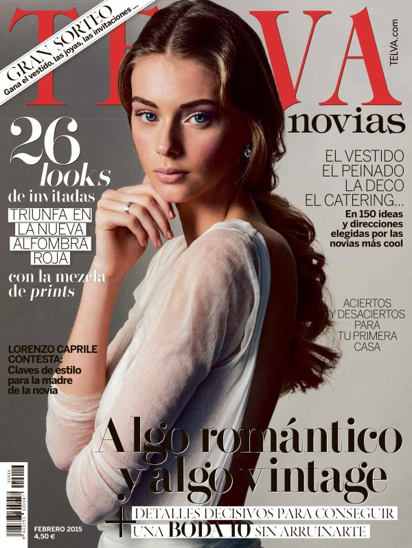 Lauren de Graaf featured on the Telva Novias cover from February 2015
