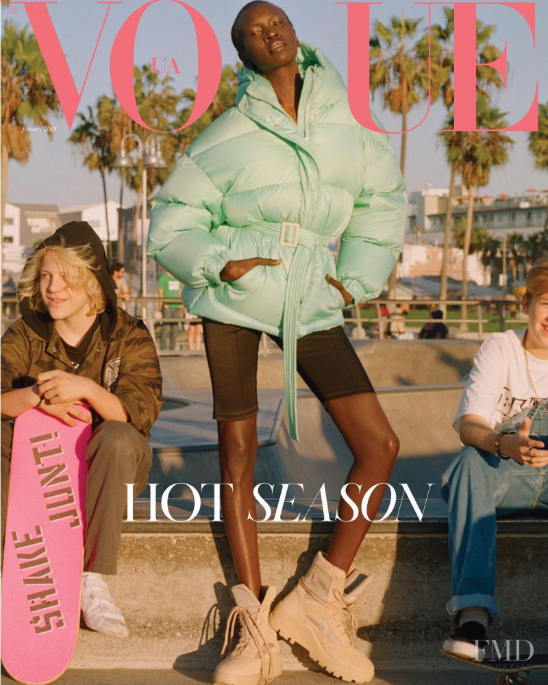 Alek Wek featured on the Vogue Ukraine cover from January 2018