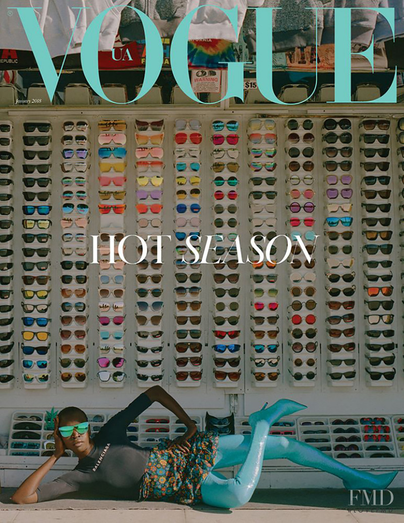 Alek Wek featured on the Vogue Ukraine cover from January 2018