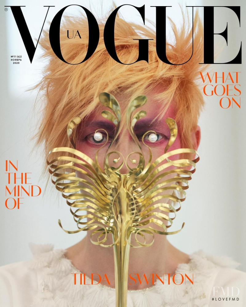 Tilda Swinton featured on the Vogue Ukraine cover from November 2020