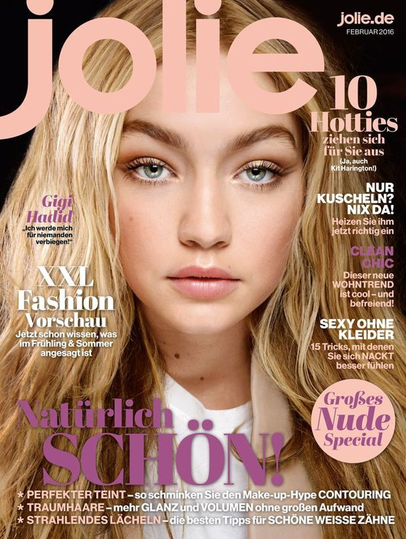 Gigi Hadid featured on the Jolie cover from February 2016