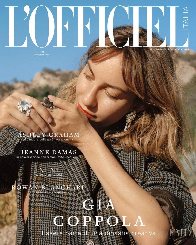 Gia Coppola featured on the L\'Officiel Italy cover from August 2018