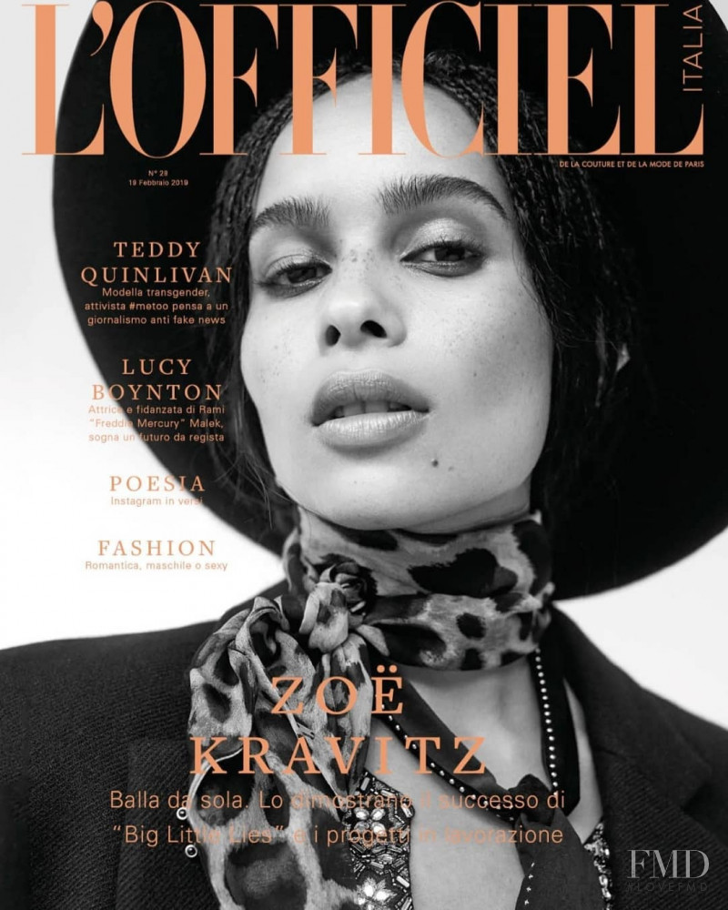Zoe Kravitz featured on the L\'Officiel Italy cover from February 2019