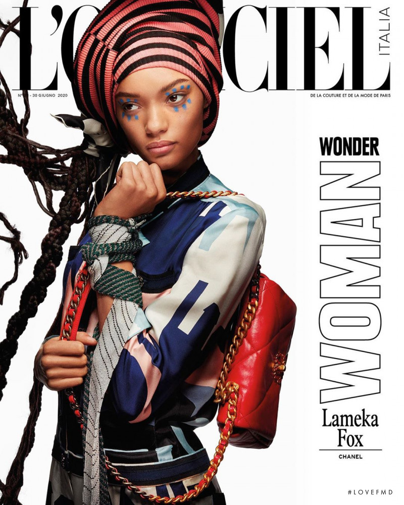 Lameka Fox featured on the L\'Officiel Italy cover from June 2020