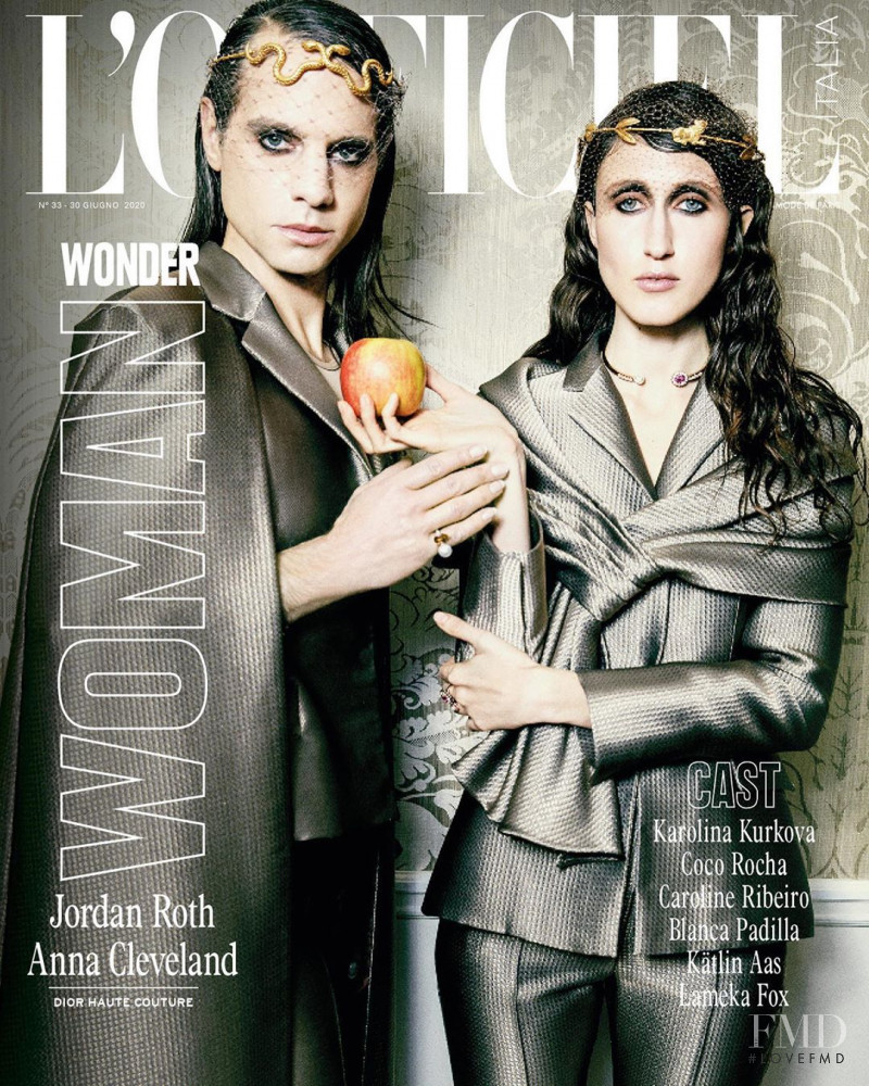 Jordan Roth, Anna Cleveland featured on the L\'Officiel Italy cover from June 2020