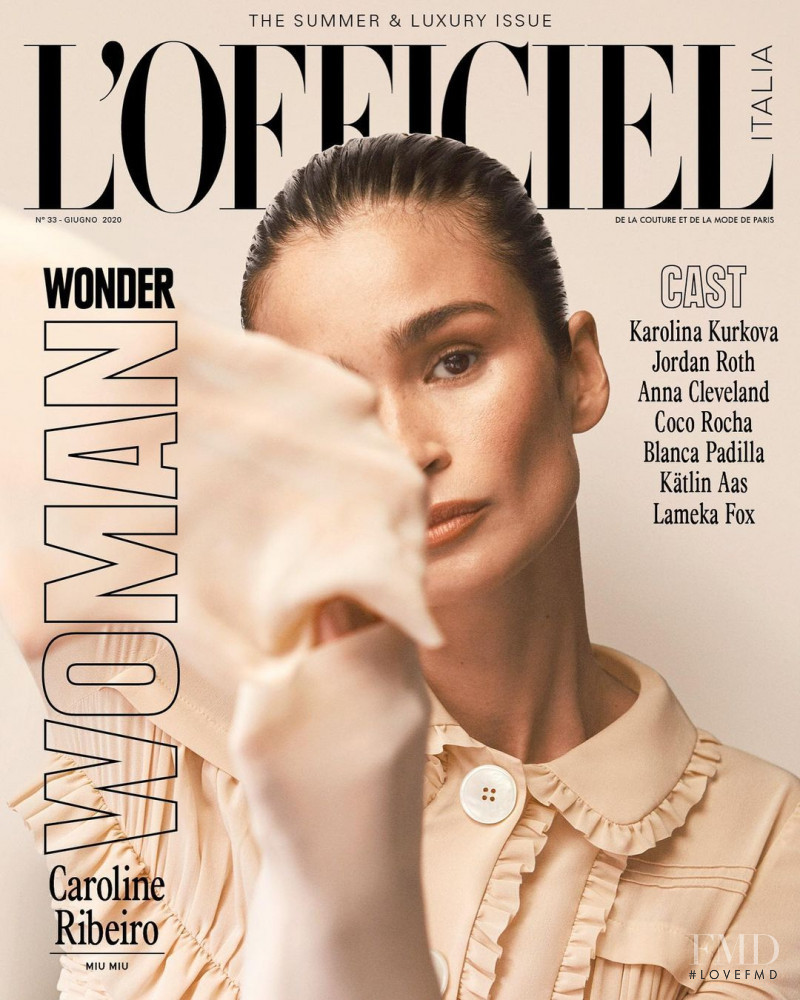 Caroline Ribeiro featured on the L\'Officiel Italy cover from August 2020