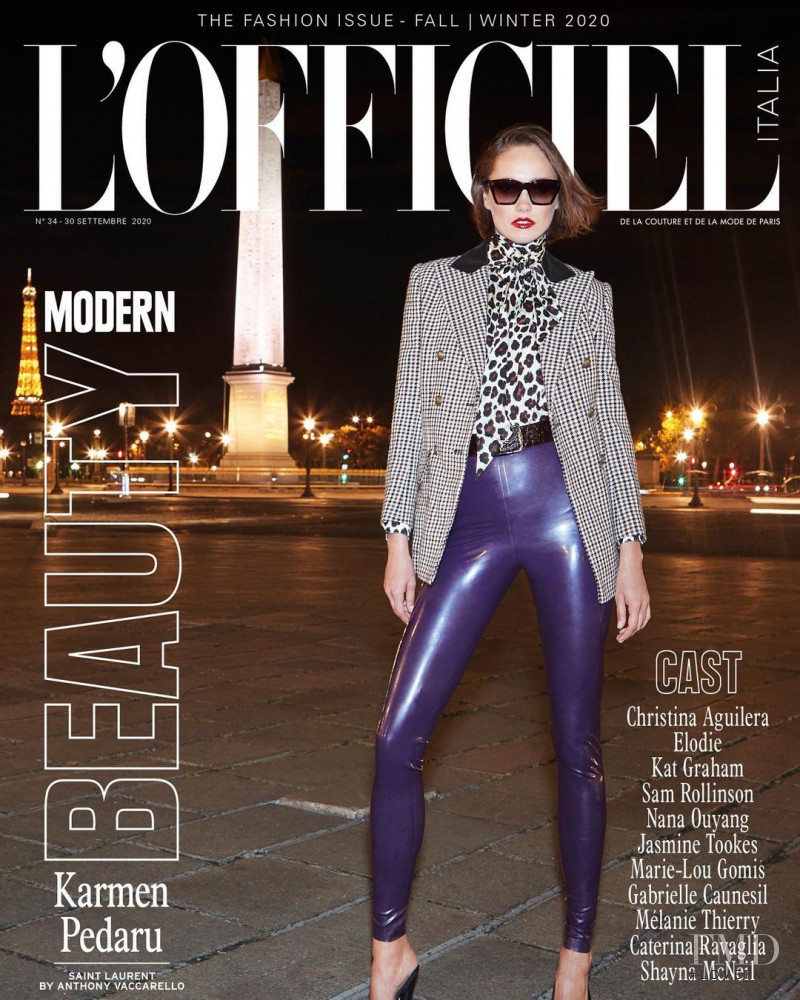 Karmen Pedaru featured on the L\'Officiel Italy cover from October 2020