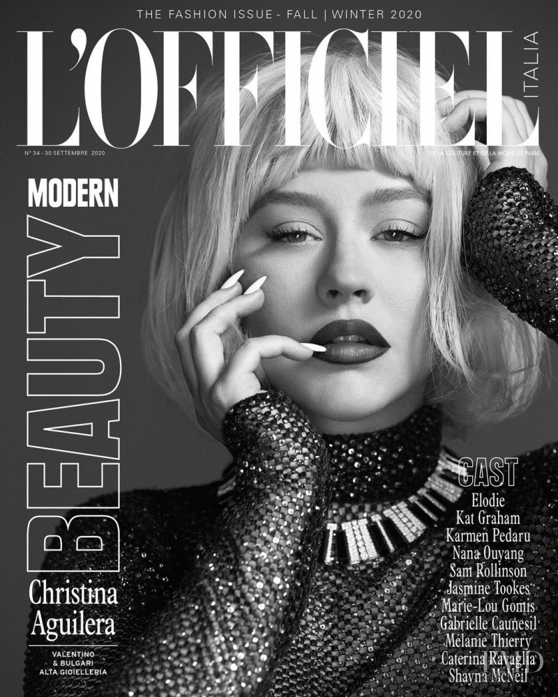 Christina Aguilera featured on the L\'Officiel Italy cover from October 2020