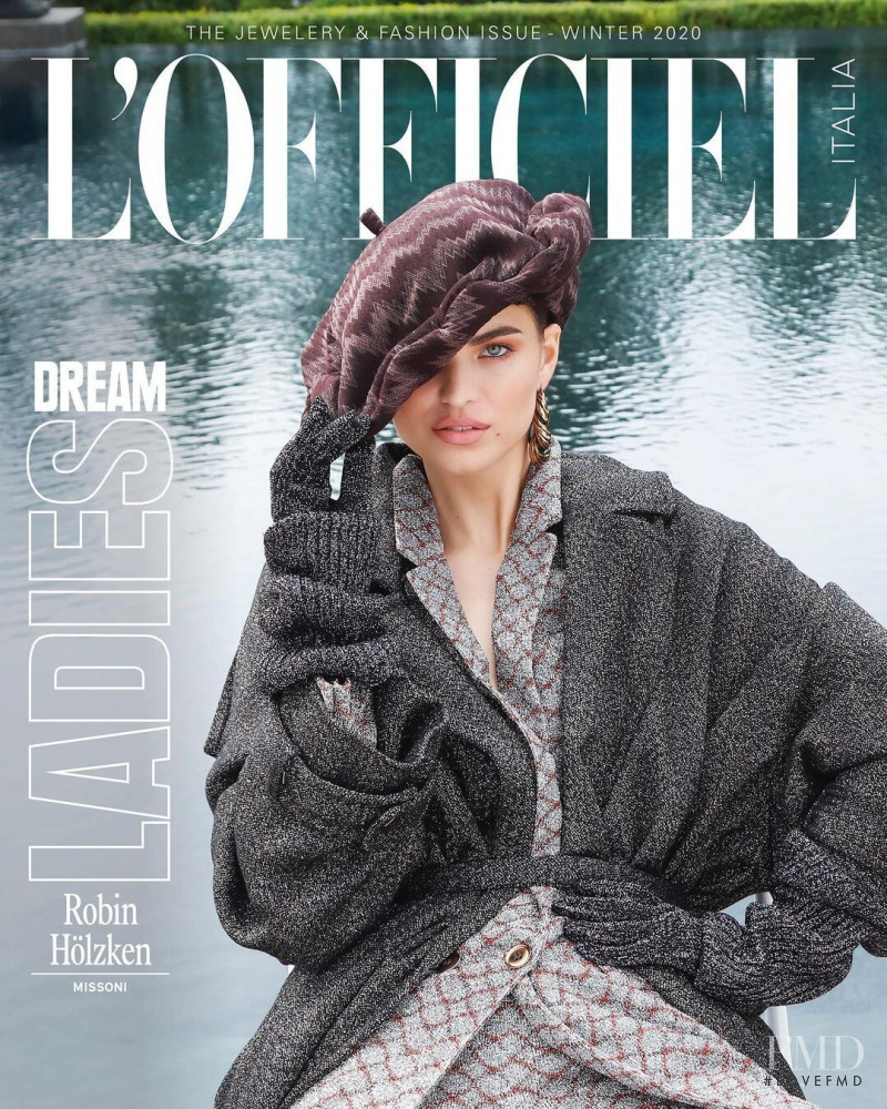 Robin Holzken featured on the L\'Officiel Italy cover from December 2021