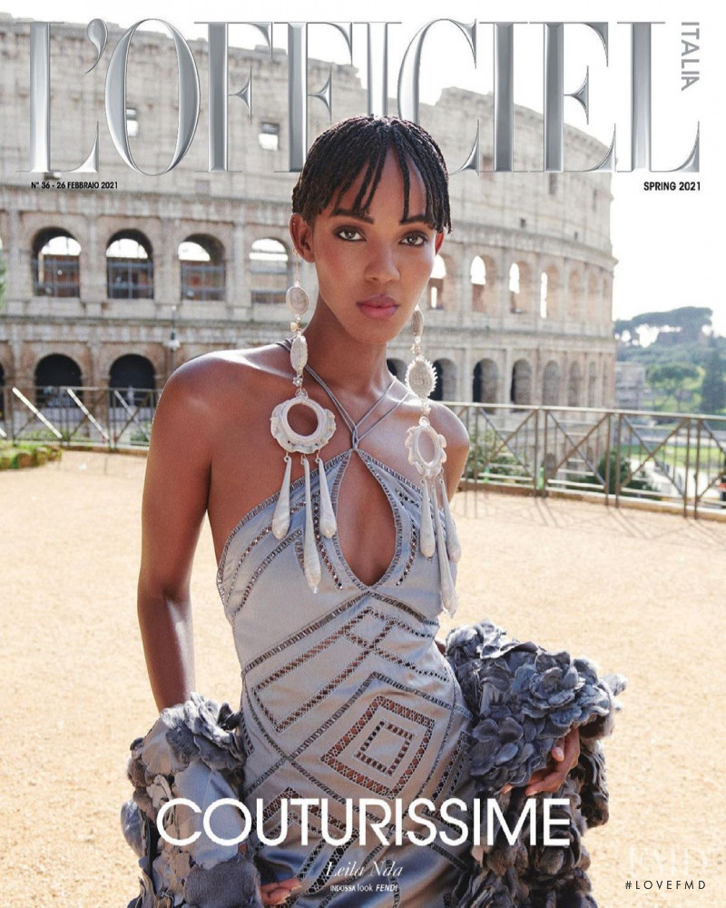 Leila Nda featured on the L\'Officiel Italy cover from March 2021