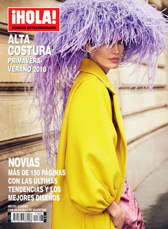 Nieves Alvarez featured on the Hola! Alta Costura cover from March 2018