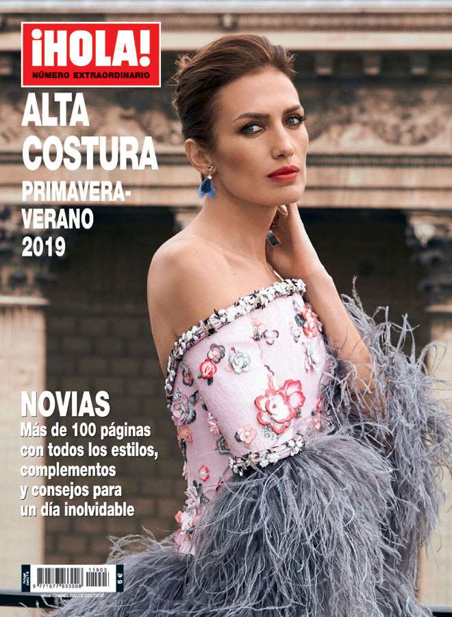 Nieves Alvarez featured on the Hola! Alta Costura cover from March 2019