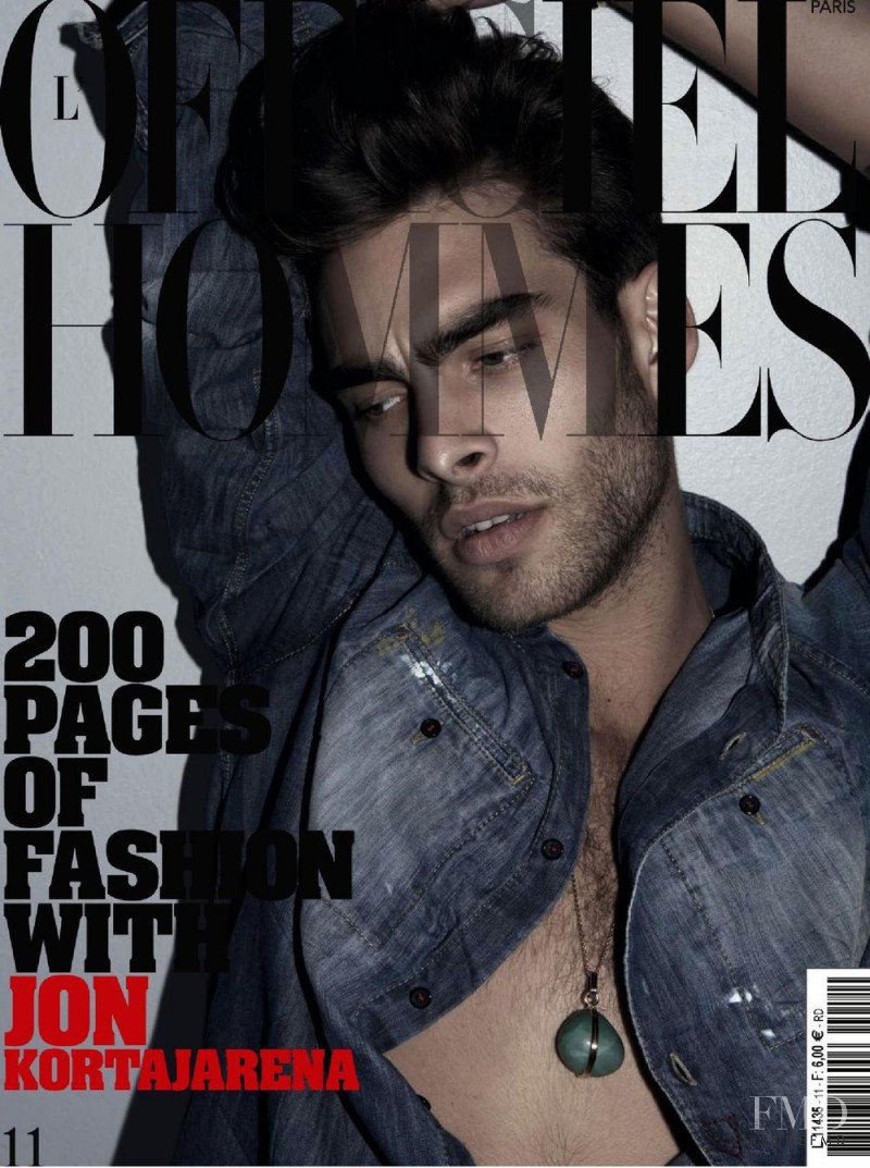 Jon Kortajarena featured on the L\'Officiel Hommes Paris cover from January 2008