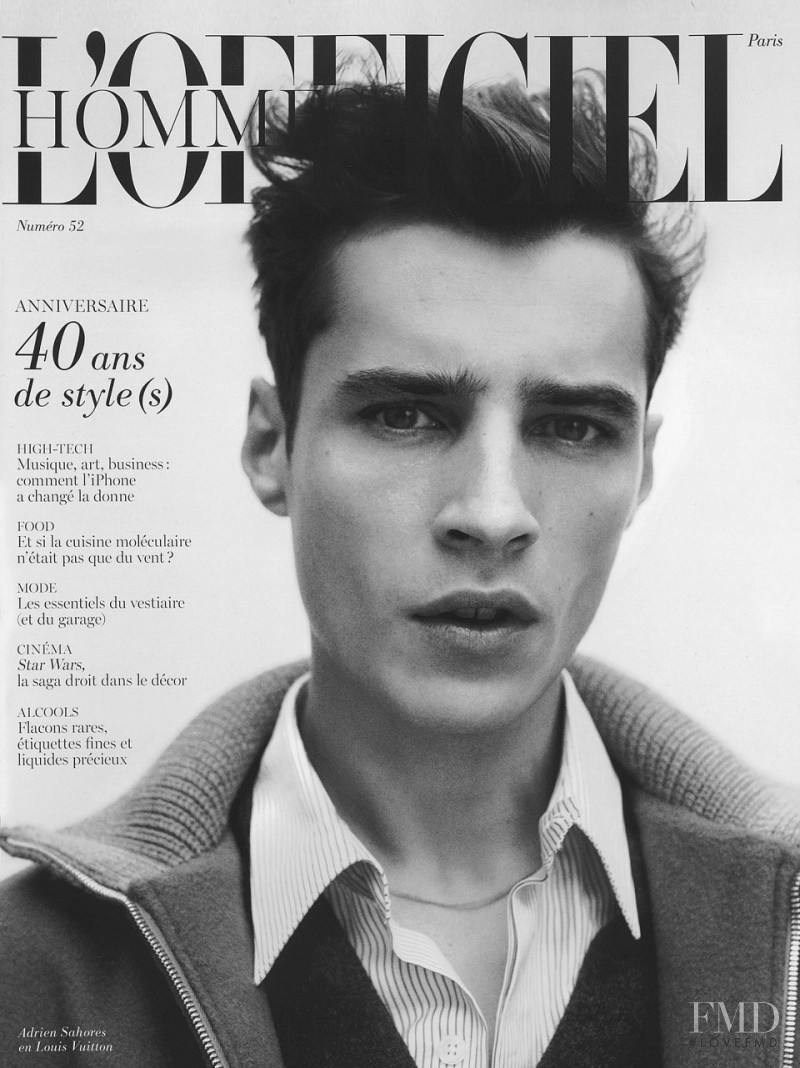 Adrien Sahores featured on the L\'Officiel Hommes Paris cover from December 2017