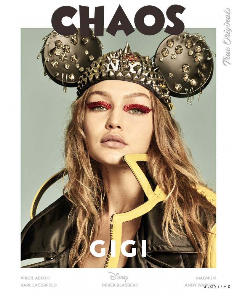Gigi Hadid featured on the Chaos cover from December 2018