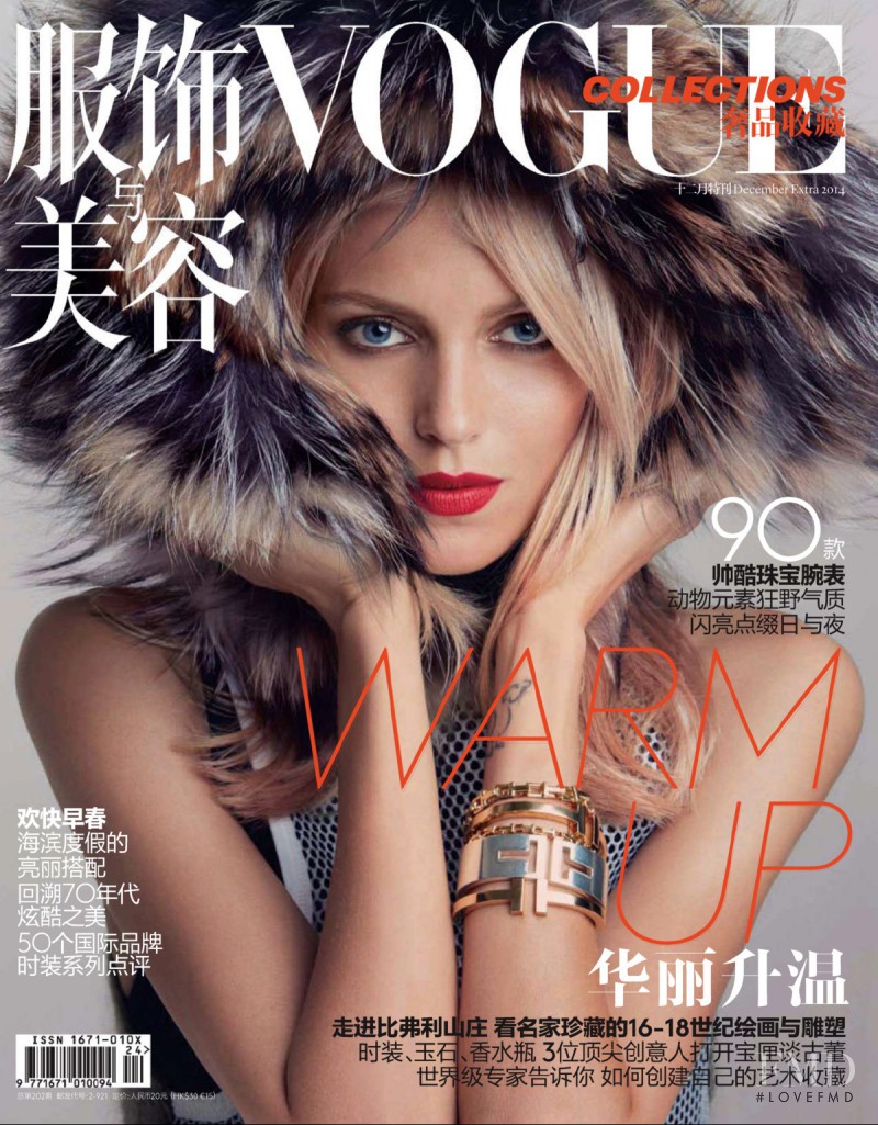 Anja Rubik featured on the Vogue Collections China cover from December 2014
