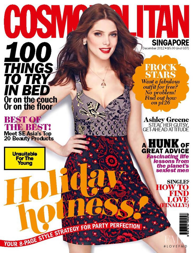 Ashley Greene featured on the Cosmopolitan Singapore cover from December 2012