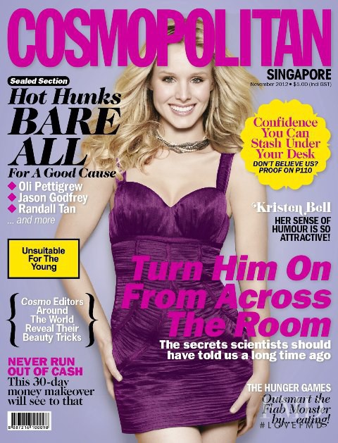 Kristen Bell featured on the Cosmopolitan Singapore cover from November 2012