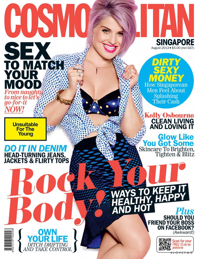 Kelly Osbourne featured on the Cosmopolitan Singapore cover from August 2013