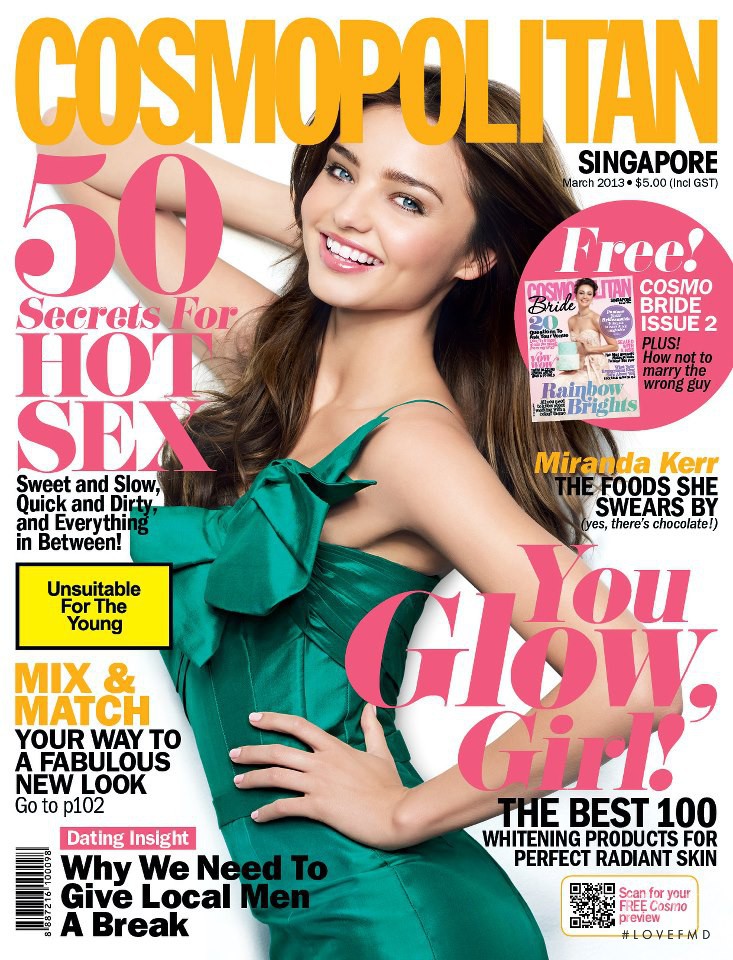 Miranda Kerr featured on the Cosmopolitan Singapore cover from March 2013