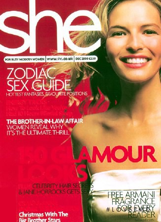 Pamela Brangan featured on the SHE cover from December 2000