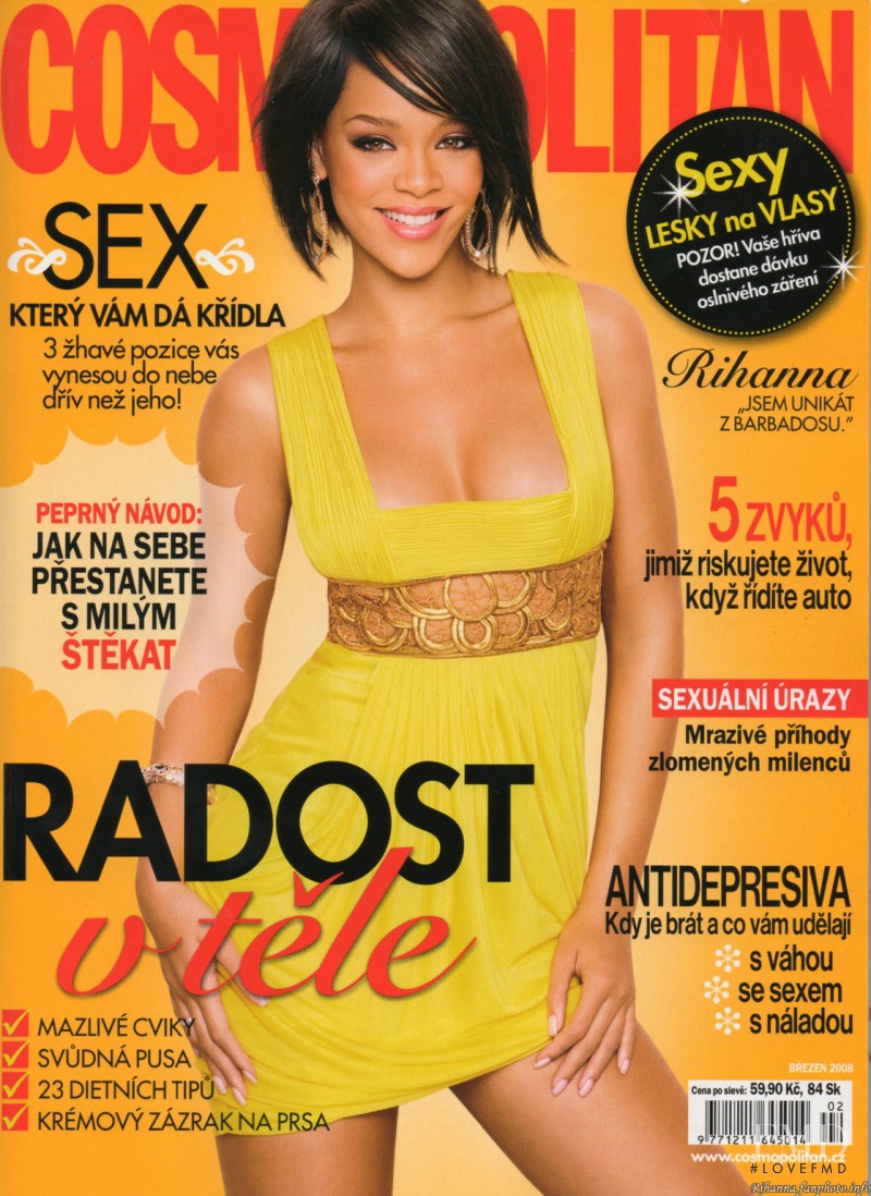 Rihanna featured on the Cosmopolitan Czech Republic cover from March 2008