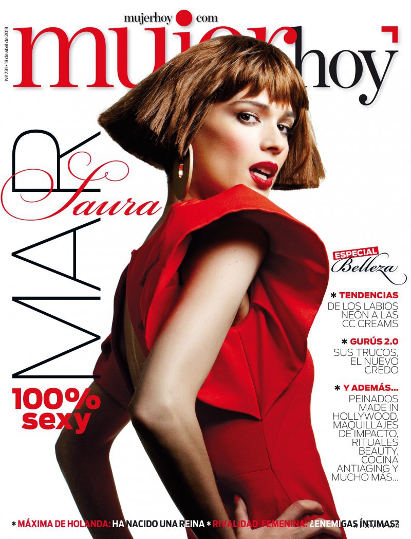 Mar Saura featured on the Mujer Hoy cover from April 2013