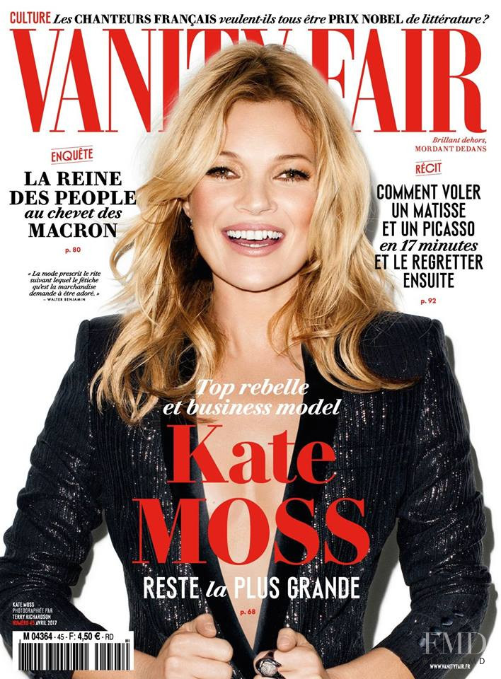 Kate Moss featured on the Vanity Fair France cover from April 2017