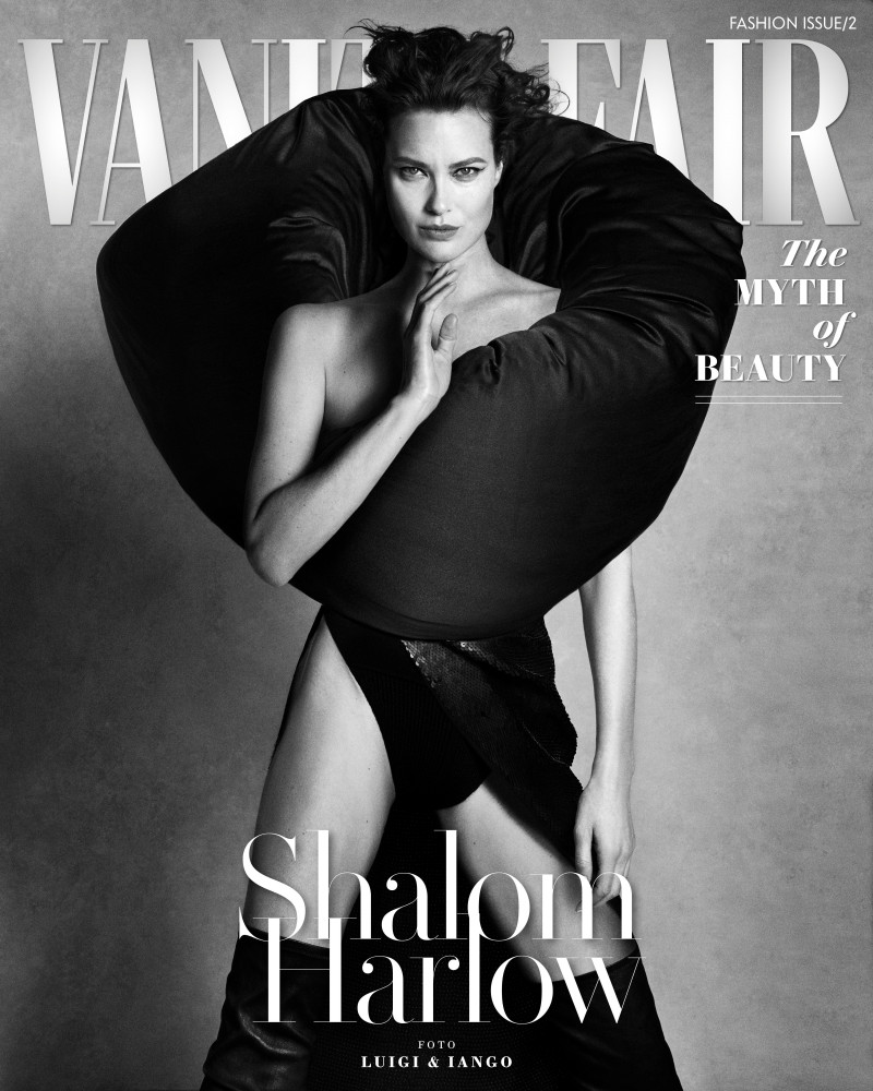Shalom Harlow featured on the Vanity Fair France cover from October 2023