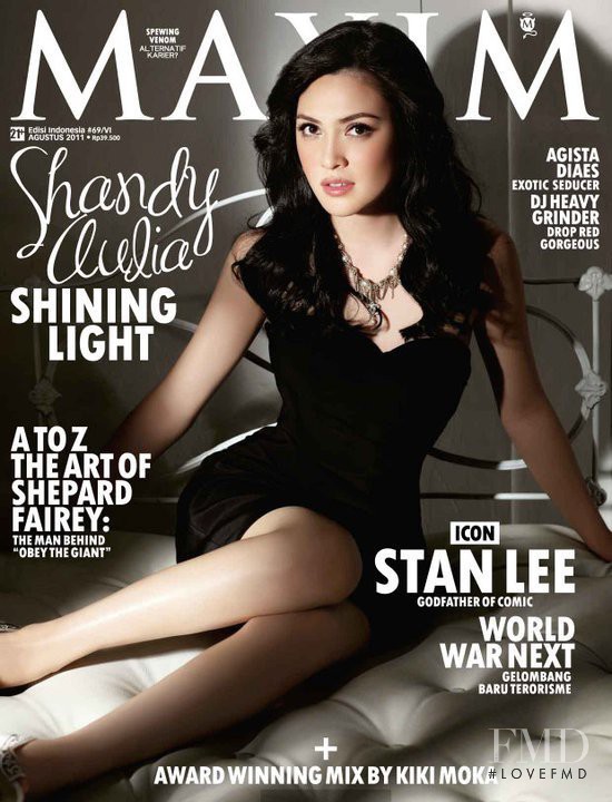 Shandy Aulia featured on the Maxim Indonesia cover from August 2011
