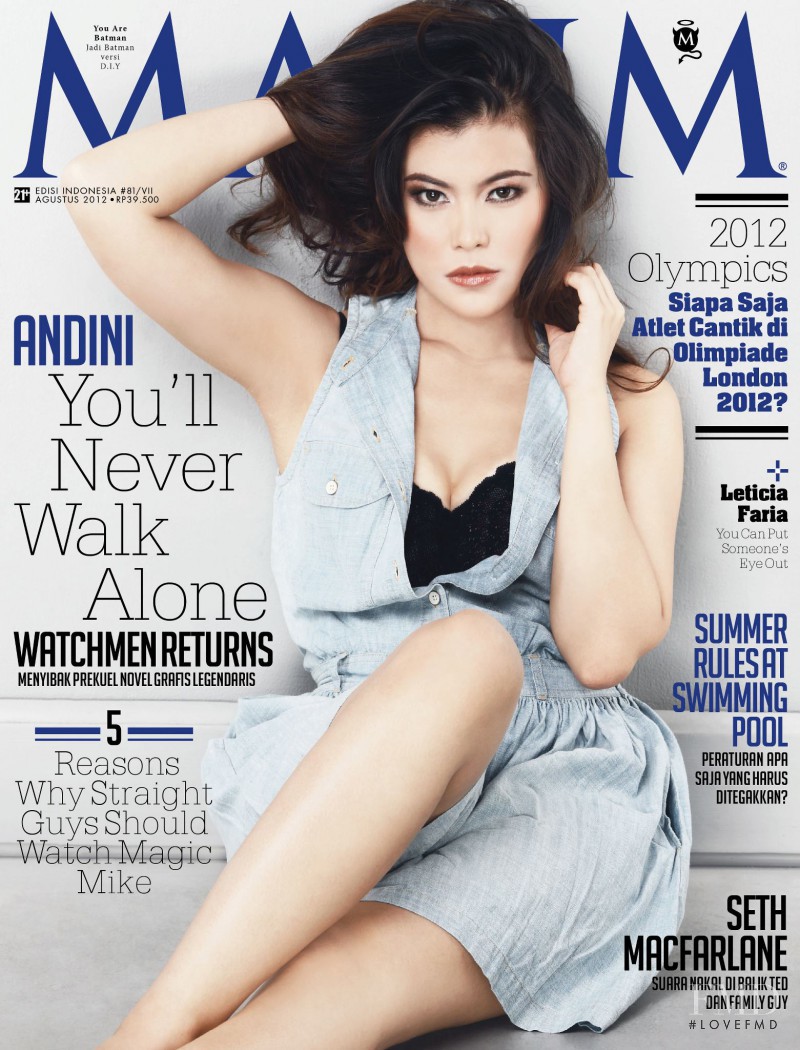 Andini featured on the Maxim Indonesia cover from August 2012