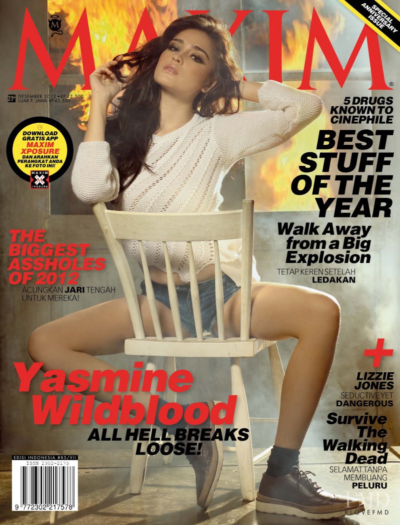 Yasmine Wildblood featured on the Maxim Indonesia cover from December 2012