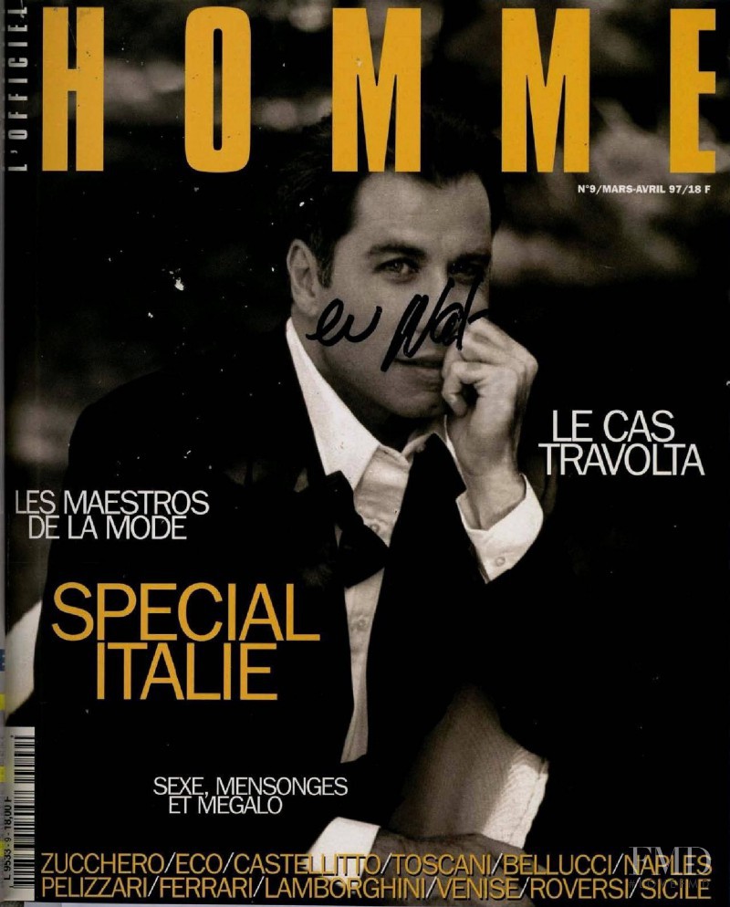 John Travolta featured on the L\'Optimum cover from April 1997