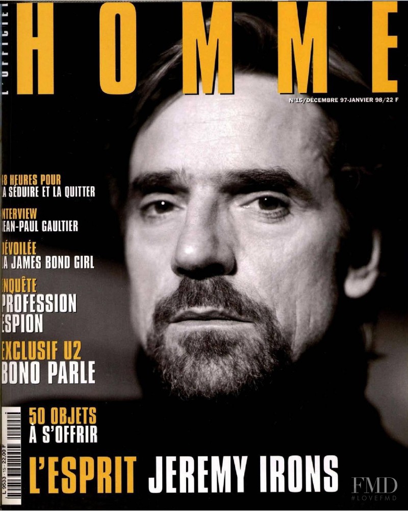 Jeremy Irons featured on the L\'Optimum cover from December 1997