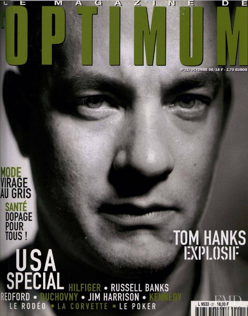 Tom Hanks featured on the L\'Optimum cover from October 1998
