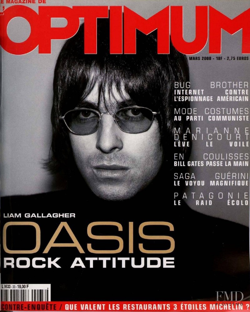 Liam Gallagher featured on the L\'Optimum cover from March 2000