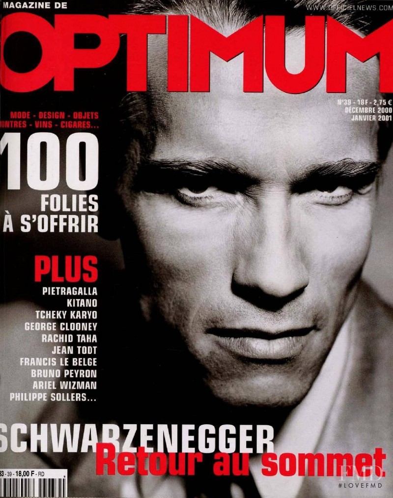 Arnold Schwarzenegger featured on the L\'Optimum cover from January 2001