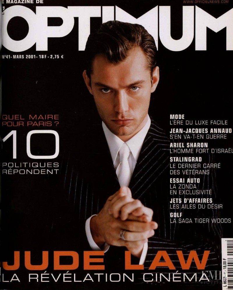 Jude Law featured on the L\'Optimum cover from March 2001