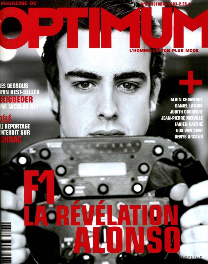 Fernando Alonso featured on the L\'Optimum cover from October 2003