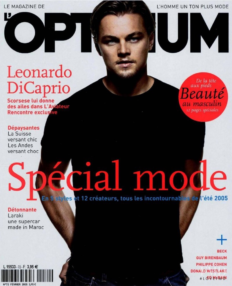 Leonardo DiCaprio featured on the L\'Optimum cover from February 2005