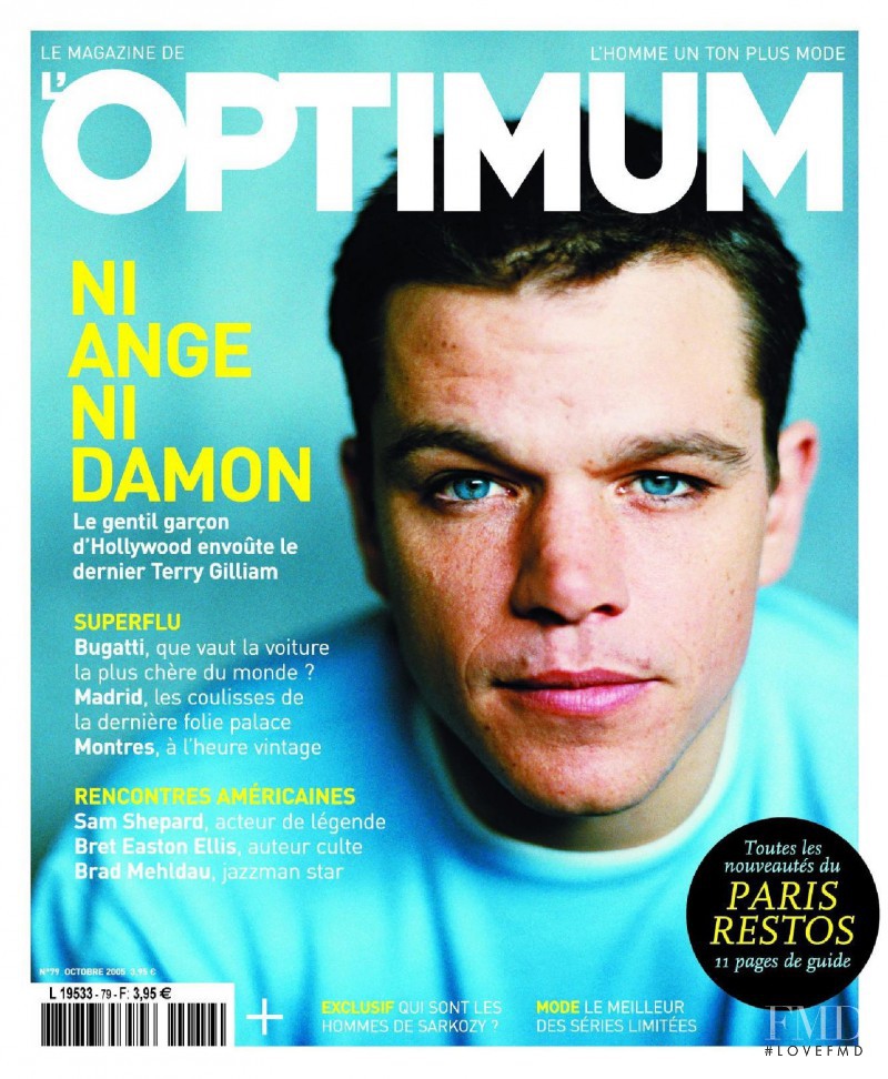 Matt Damon  featured on the L\'Optimum cover from October 2005