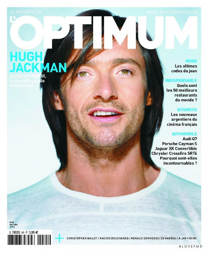 Hugh Jackman featured on the L\'Optimum cover from May 2006