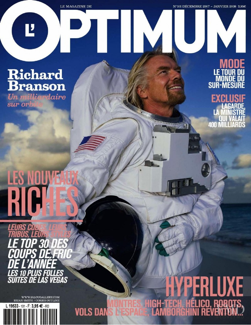 Richard Branson featured on the L\'Optimum cover from December 2007