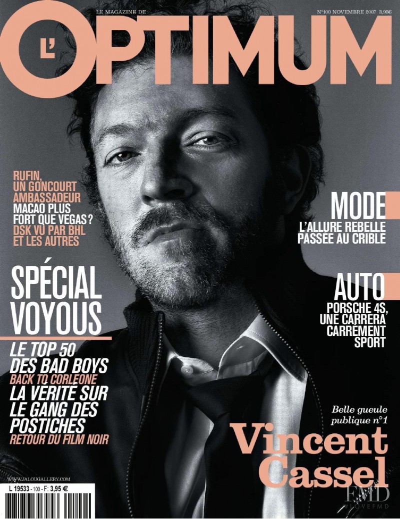 Vincent Cassel featured on the L\'Optimum cover from November 2007