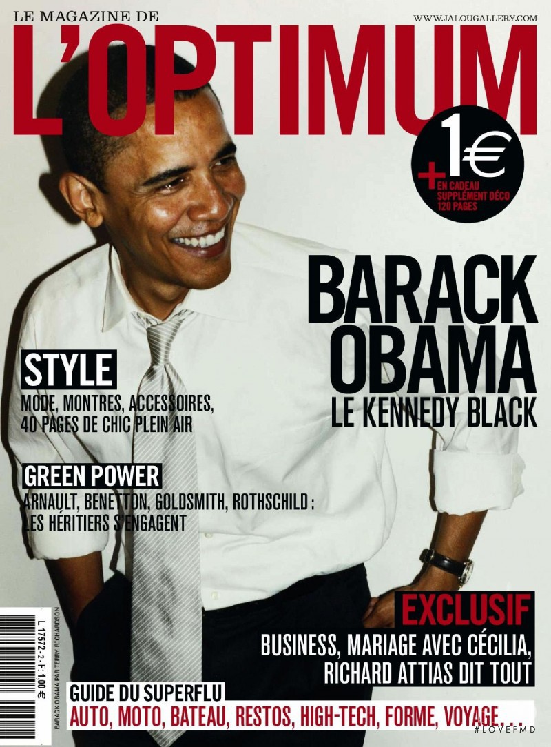 Barack Obama featured on the L\'Optimum cover from April 2008