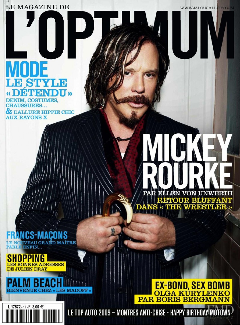 Mickey Rourke featured on the L\'Optimum cover from March 2009