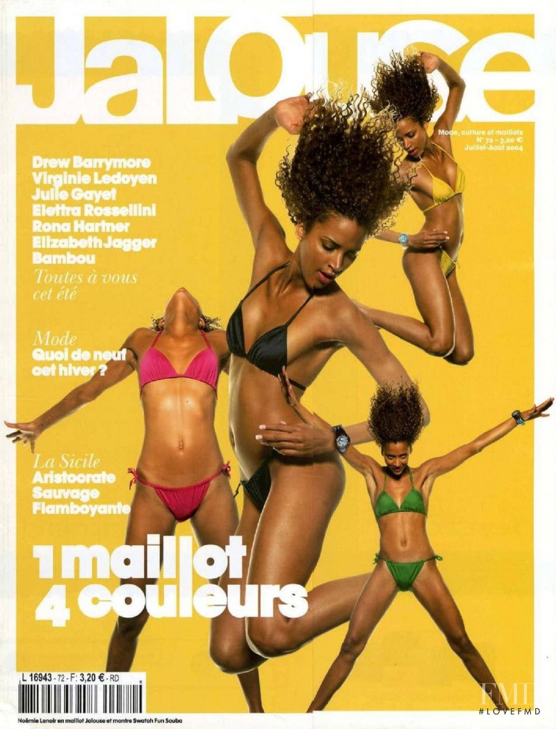 Noemie Lenoir featured on the Jalouse cover from July 2004