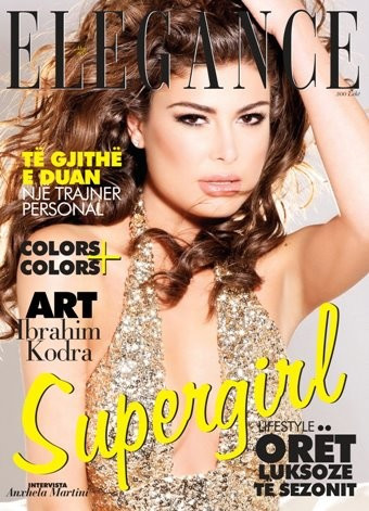 Angela Martini featured on the Elegance Albania cover from May 2012