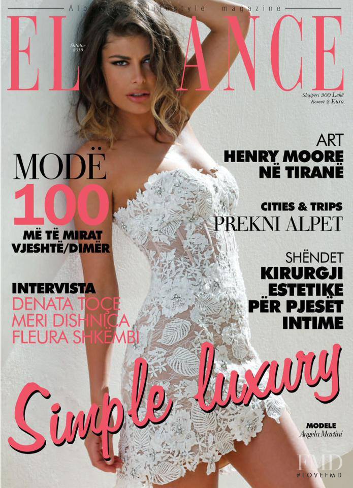 Angela Martini featured on the Elegance Albania cover from September 2013